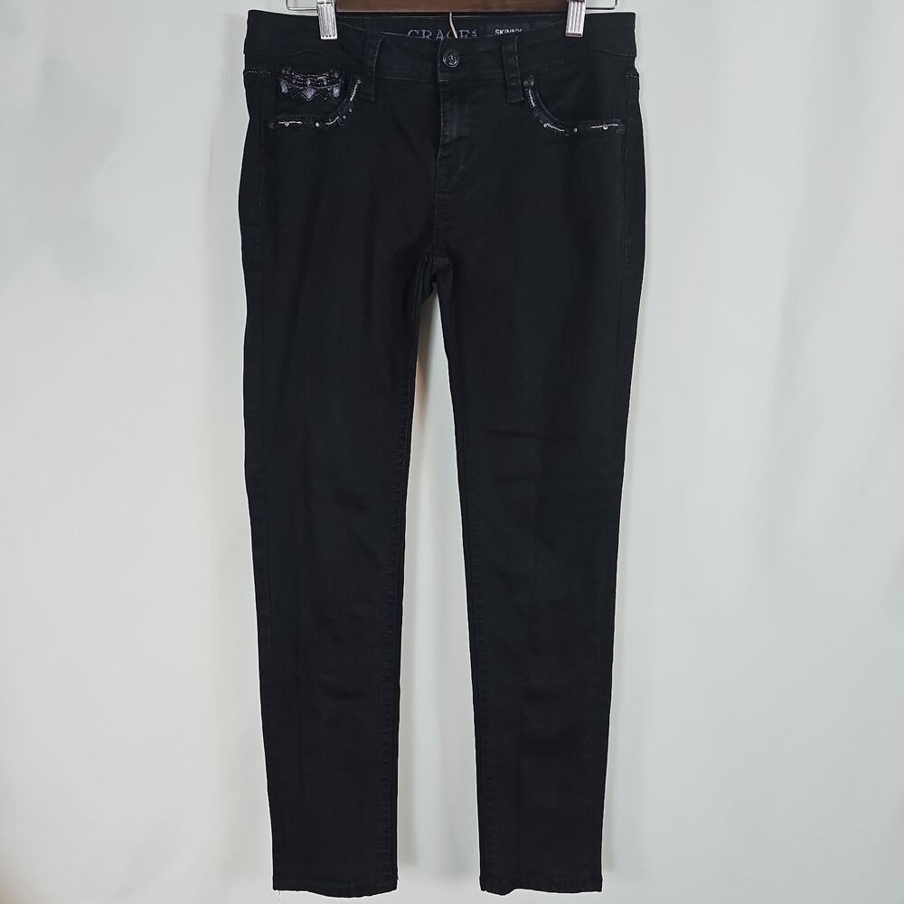 Grace in LA Black Embellished Low-Rise Skinny Jeans W30xL28.5, Women’s Size 30